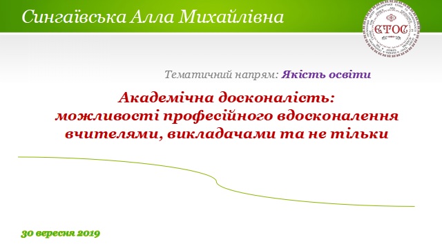 тема виступу А.Сингаївської